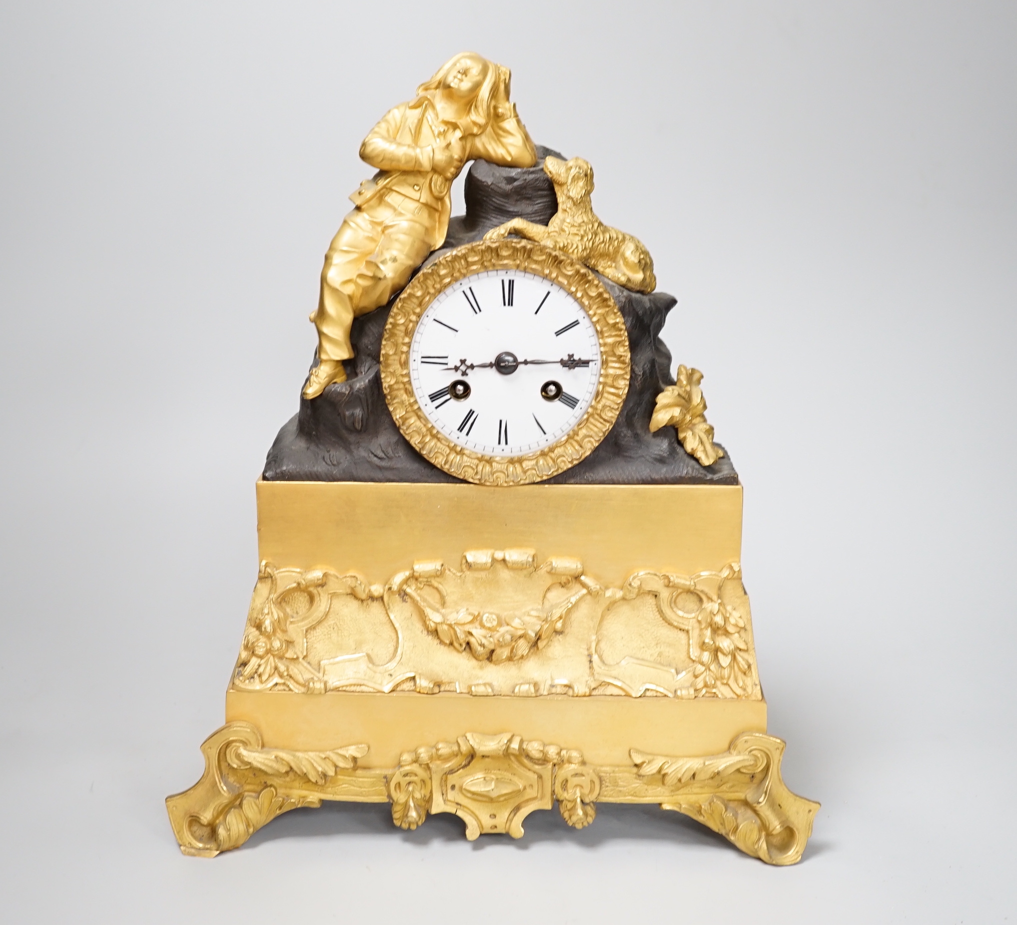 A 19th century French ormolu mantel clock with Marti movement, 31cm high